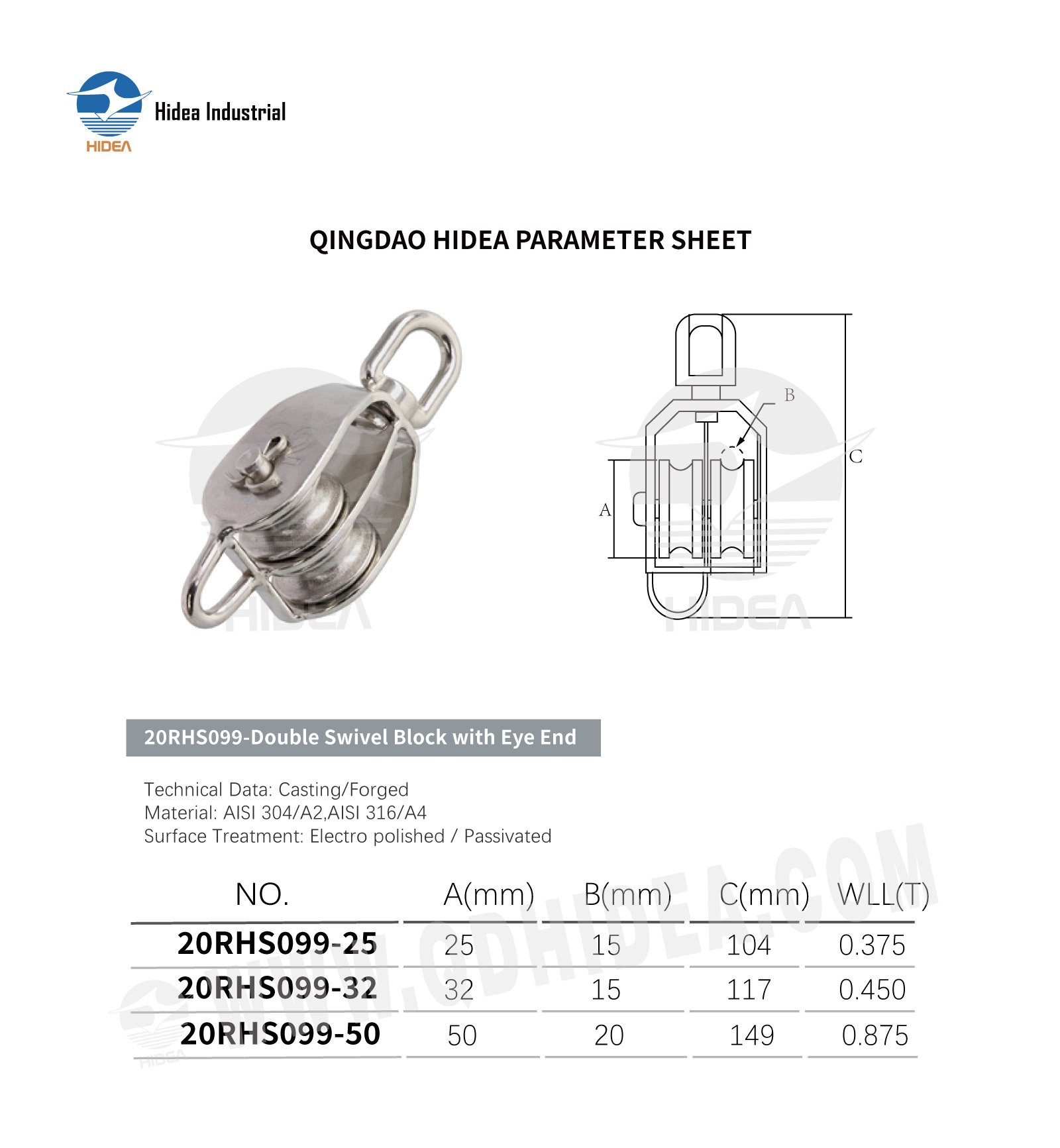 HIDEA Double Swivel Block with Eye End
