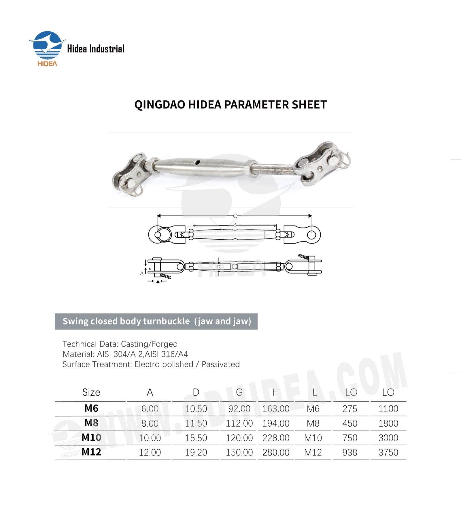 HIDEA Stainless Steel Toggle & Toggle Bottle Screw