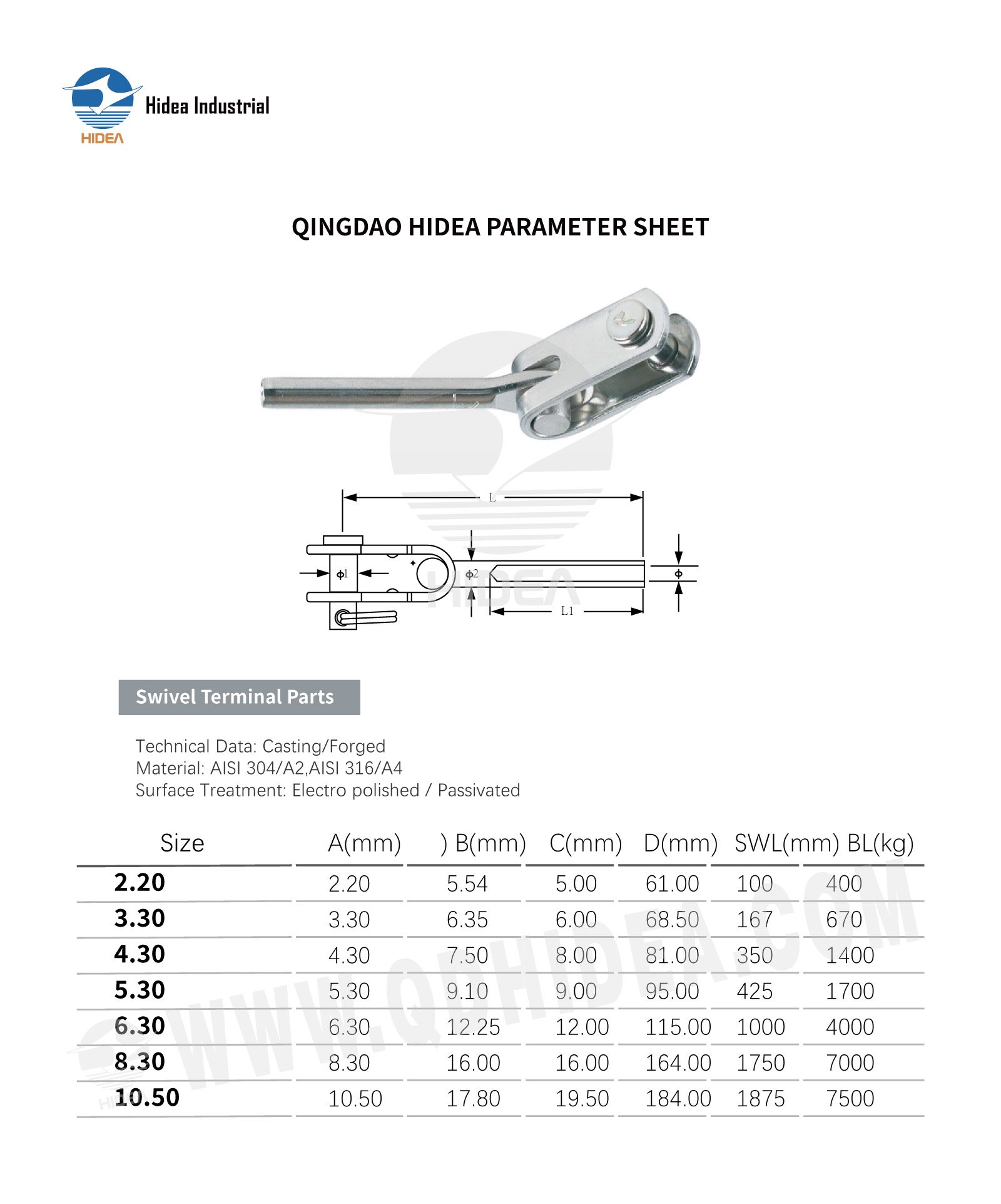 HIDEA Stainless Steel Eye Toggle Jaw