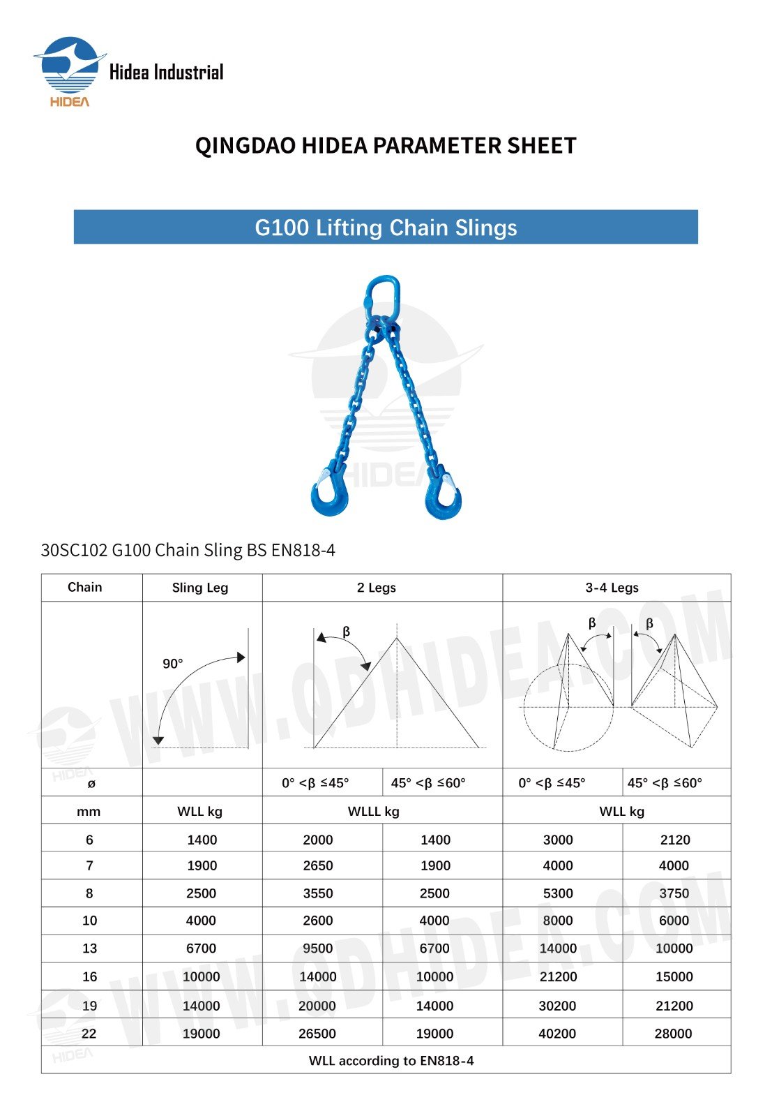 HIDEA G100 Alloy Chain Sling for Heavy Lifting Applications
