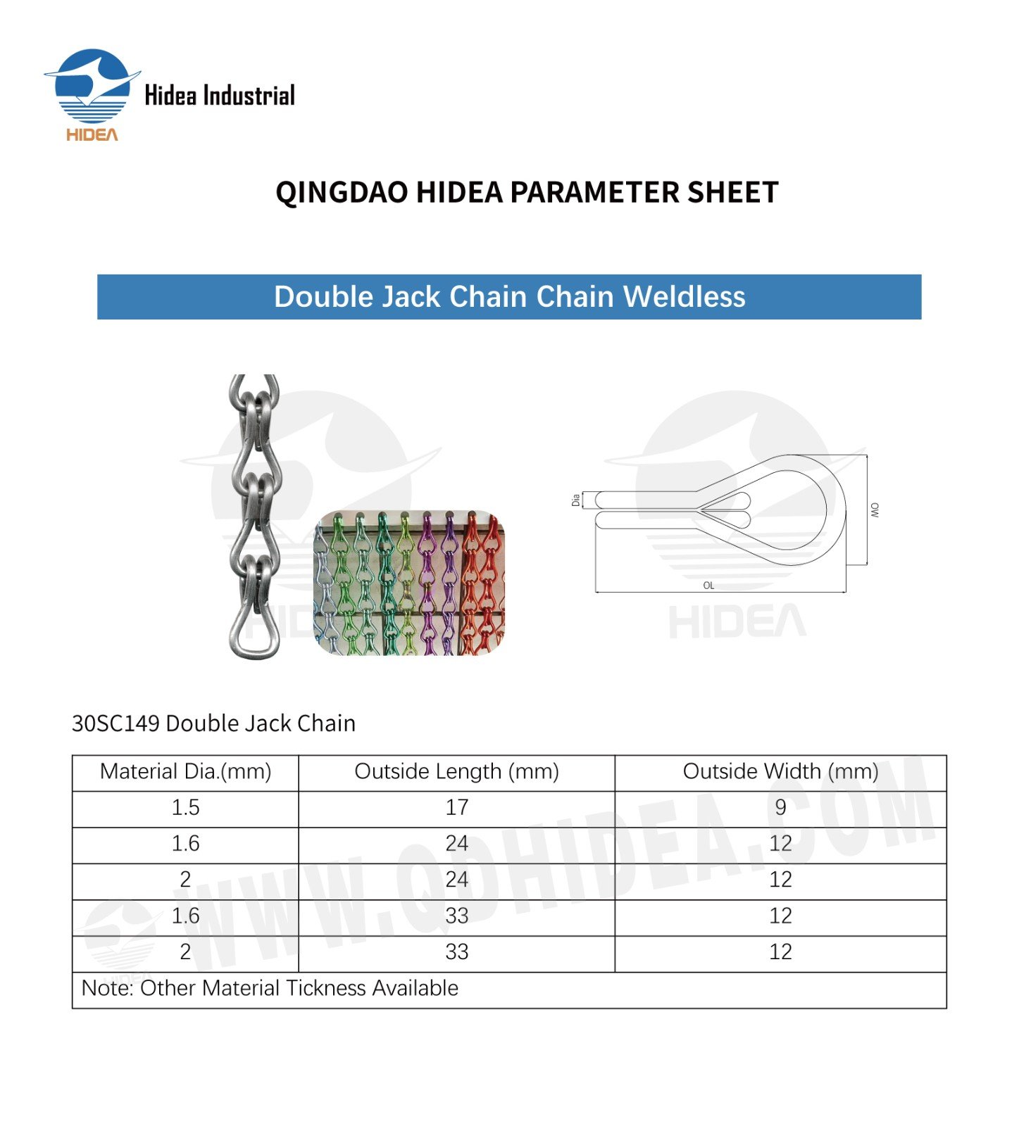 HIDEA Weldless Double Jack Chain for General Utility Applications