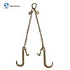 G70 TRANSPORT TOW CHAIN V BRIDLE WITH 15" & 4" J HOOKS, PEAR LINK & GRAB HOOKS 