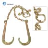 G70 TRANSPORT TOW CHAIN V BRIDLE WITH 15" J HOOK, PEAR LINK & GRAB HOOKS