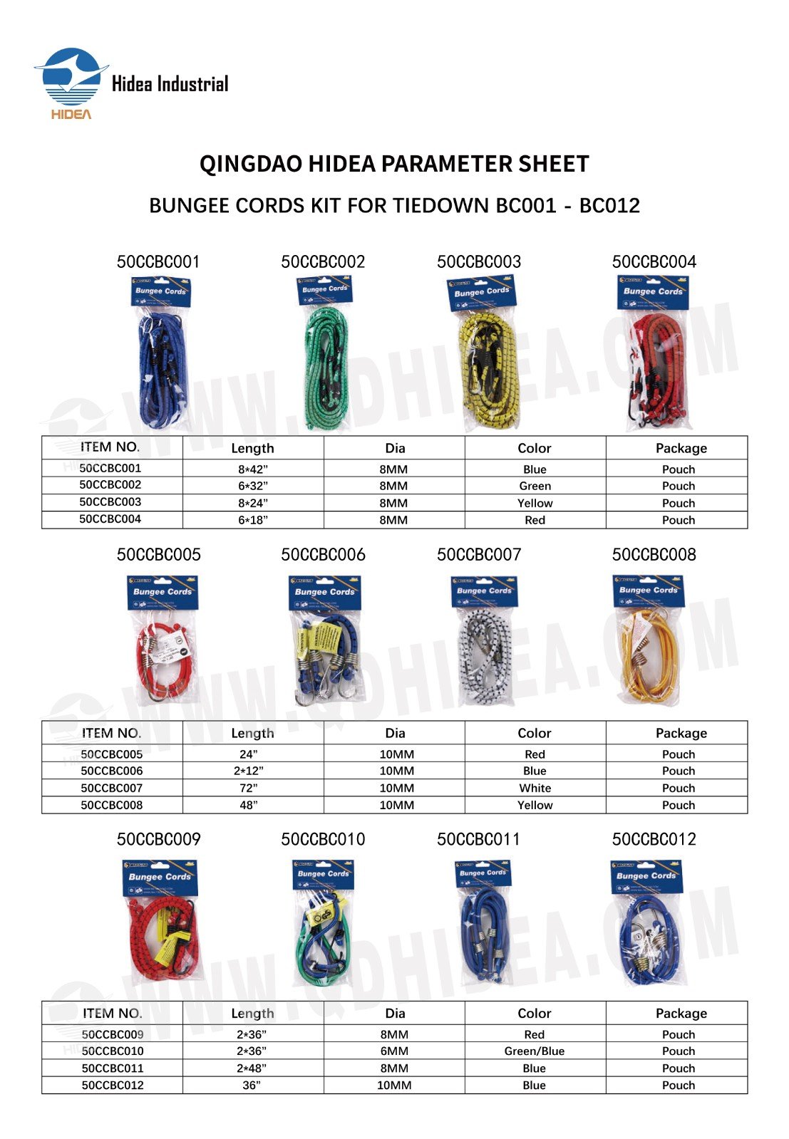 HIDEA Bungee Cords Elastic Cords Shock Cords