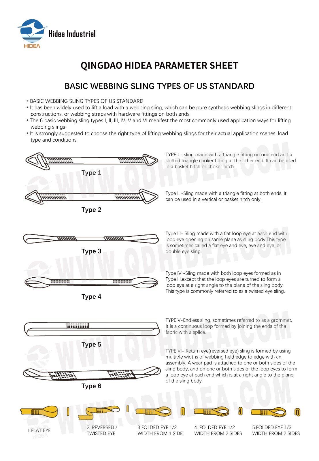 HIDEA BASIC WEBBING SLING TYPES OF US STANDARD