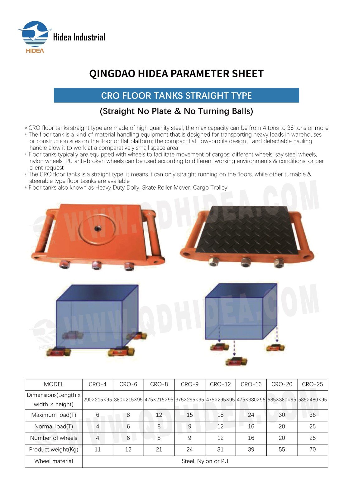 HIDEA CRO Fixed Type Cargo Transport Trolley