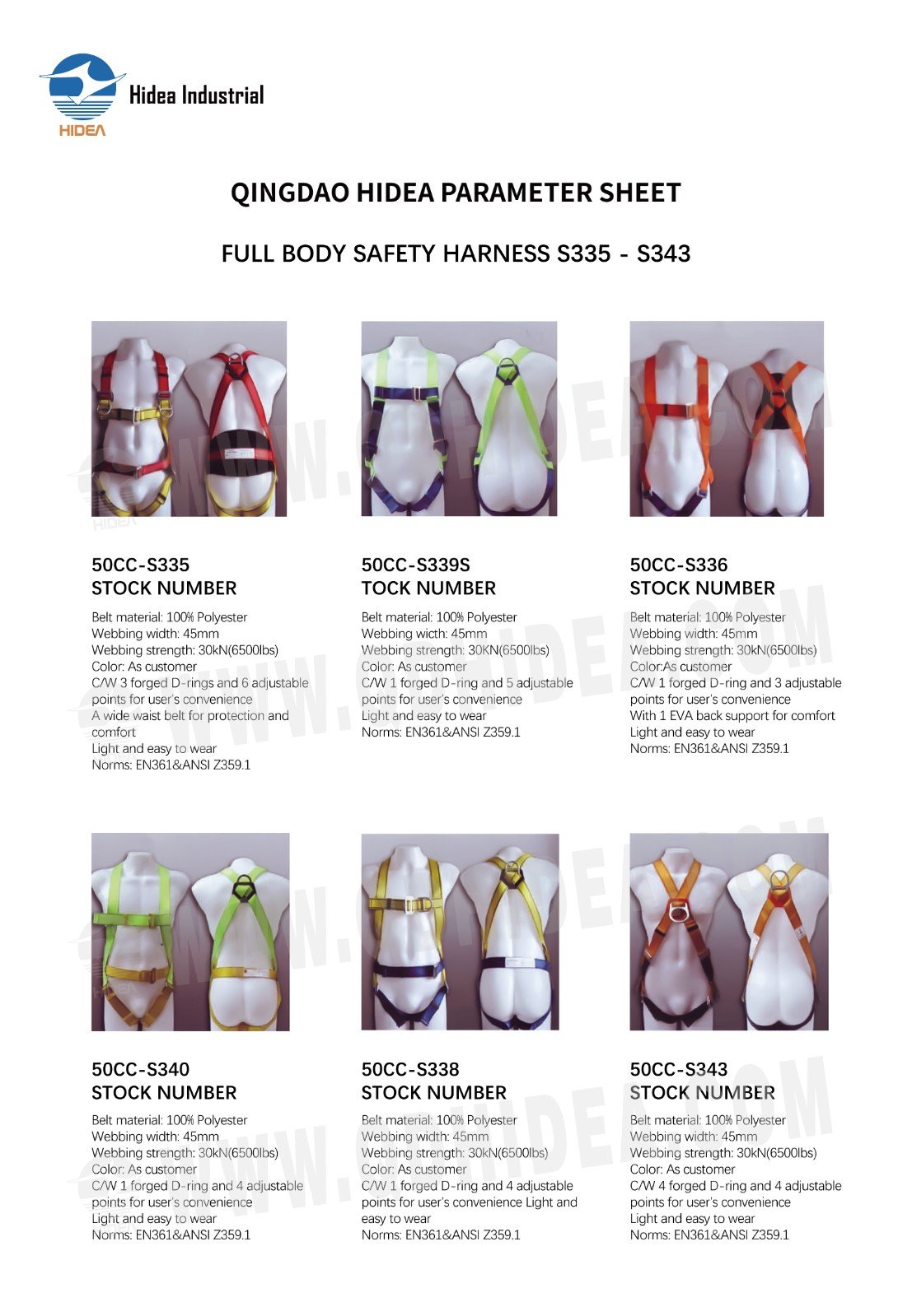 HIDEA Full Body Safety Harness Personal Protective Equipment