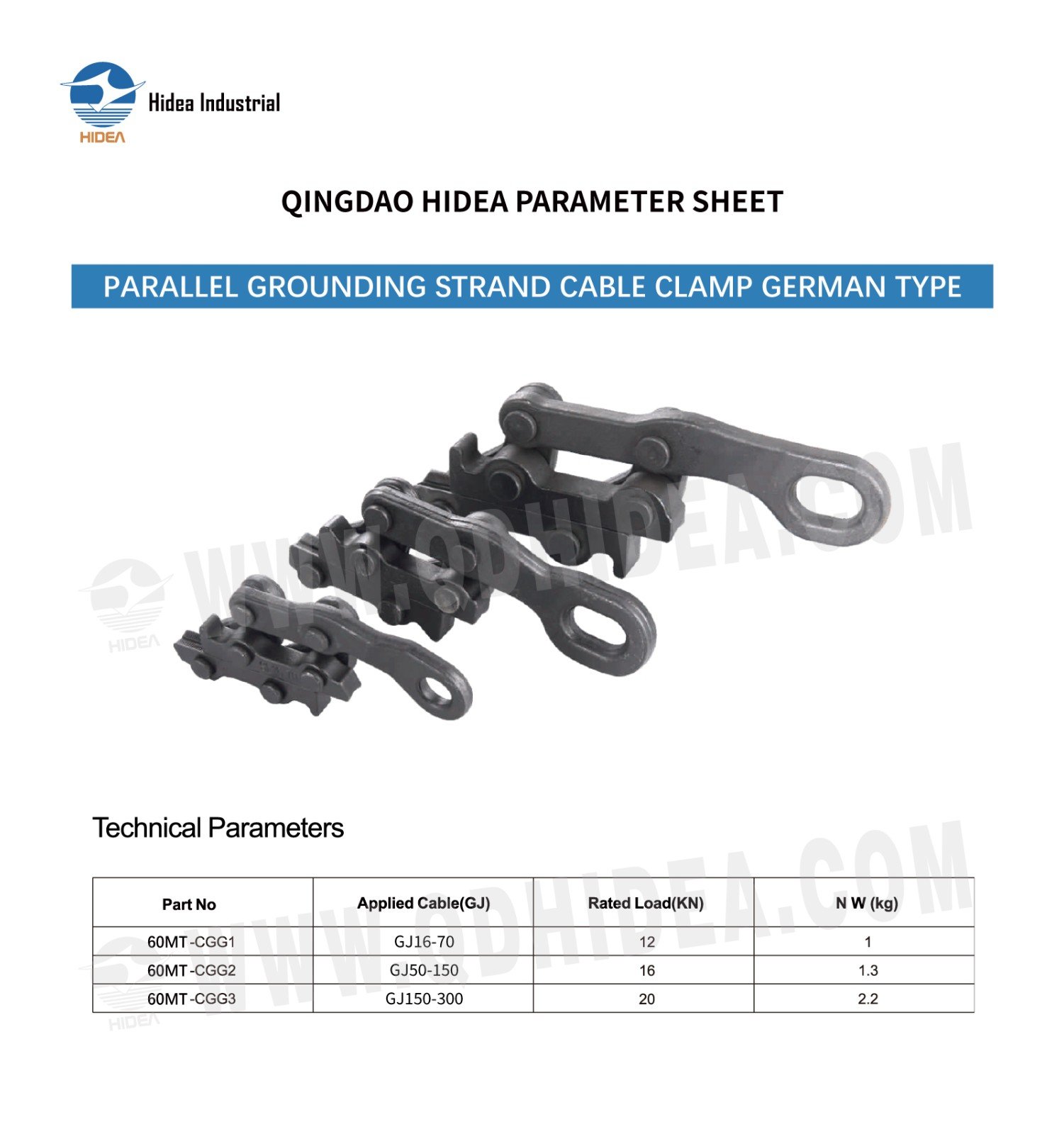 HIDEA German Type Parallel Grounding Cable Clamp