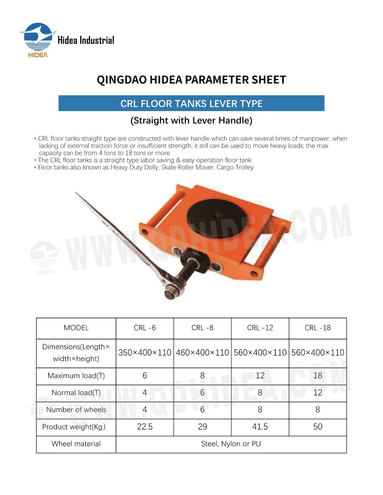 HIDEA CRL Cargo Transport Trolley with Lever