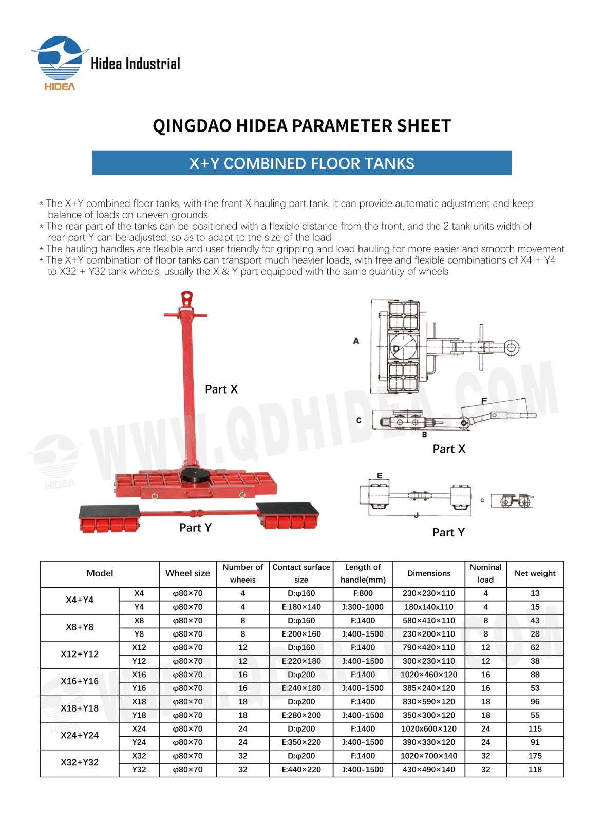 HIDEA X+Y Series Combination Type Moving Trolley