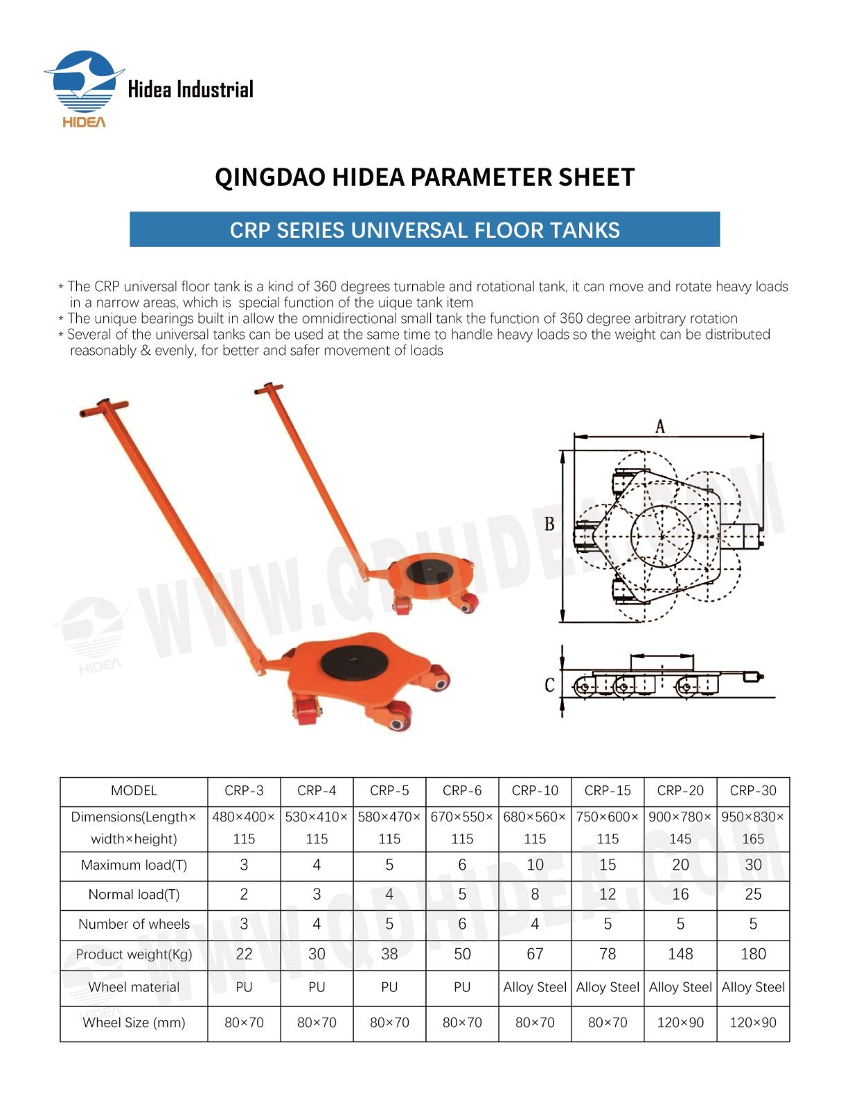 HIDEA 360-Degree Rotating Universal Moving Tank