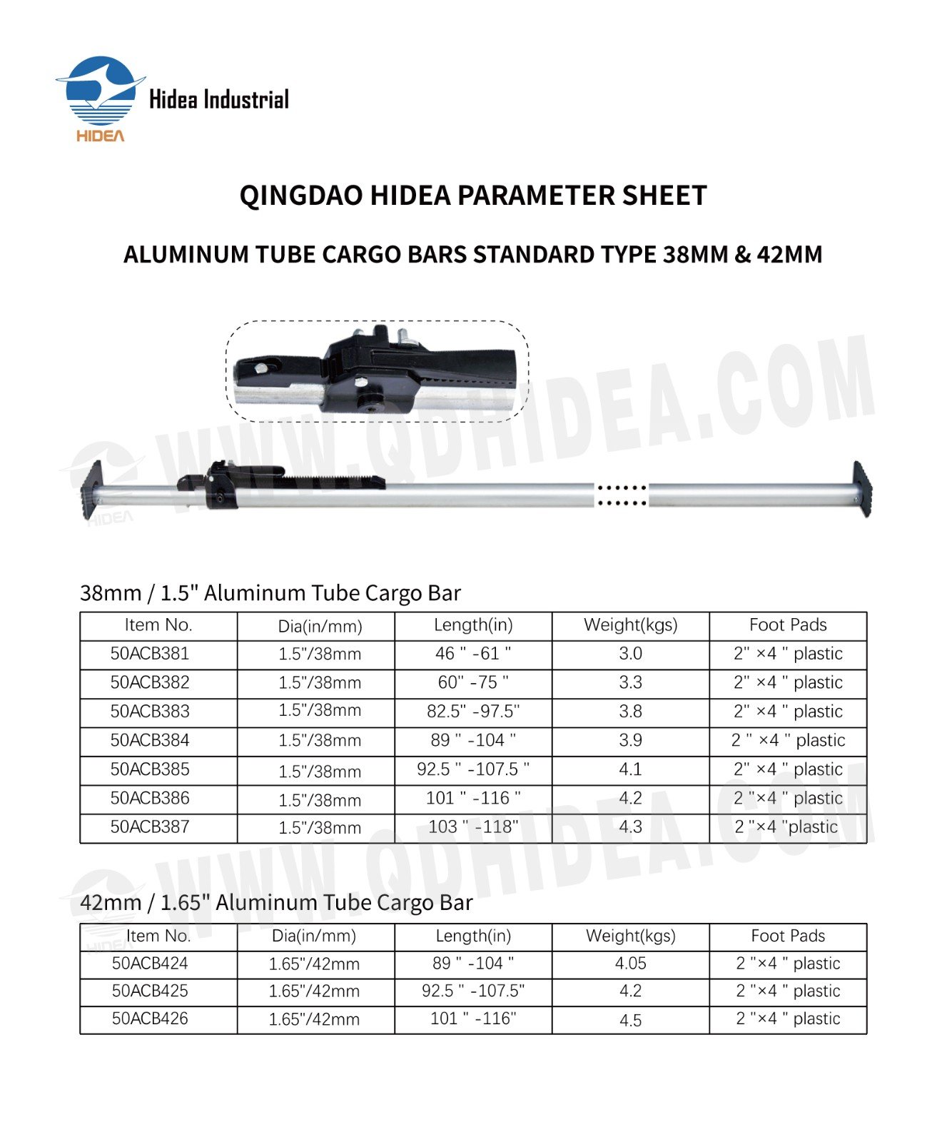 HIDEA Aluminum Alloy Cargo Bars for Secure Load Transport