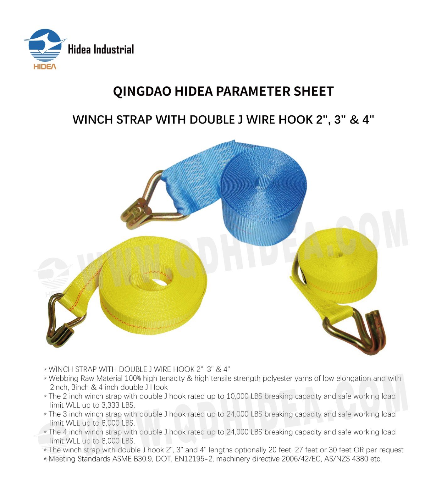 HIDEA Winch Strap with Double J-Hook