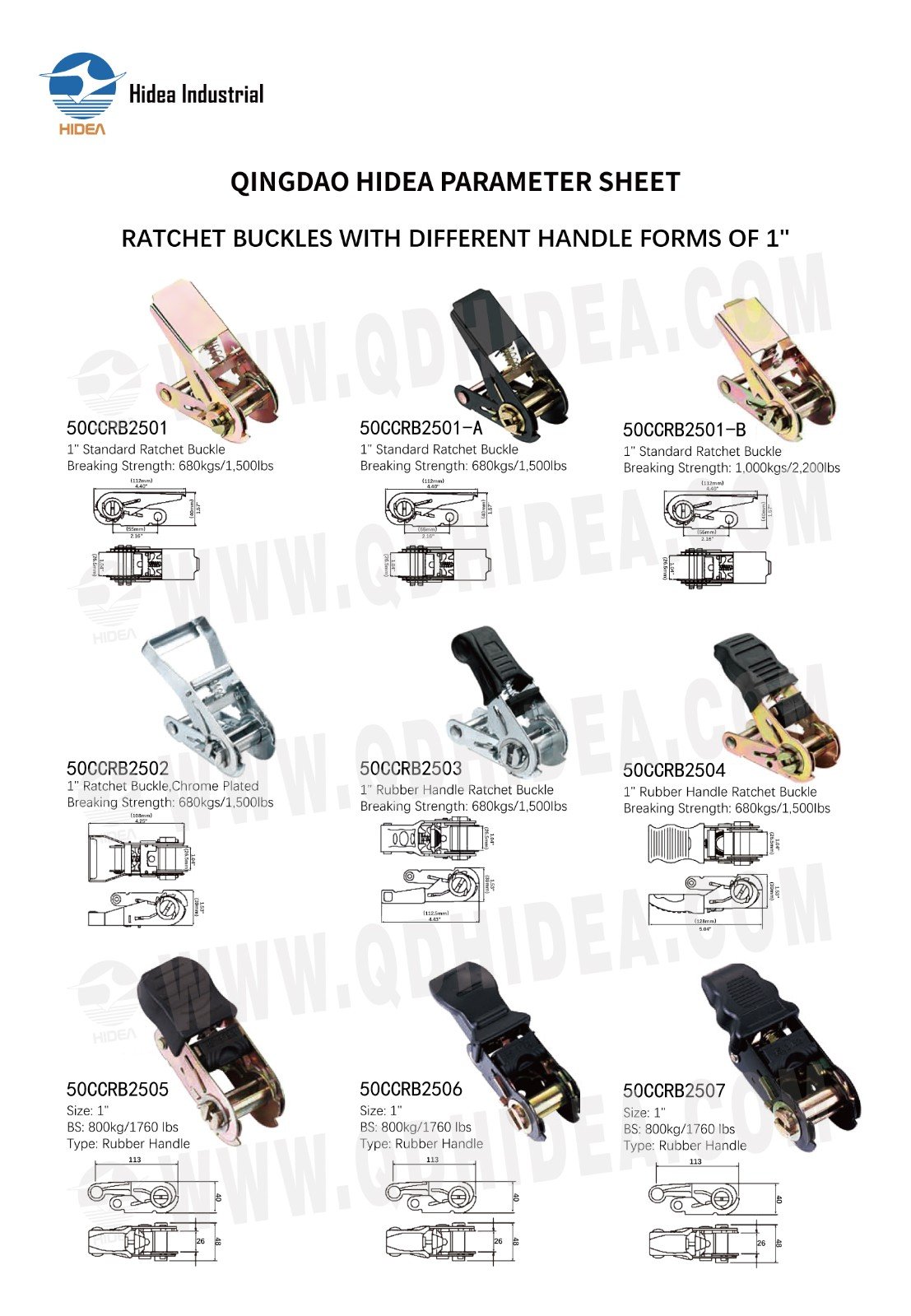 HIDEA Ratchet Buckle with Rubber/Steel Handle