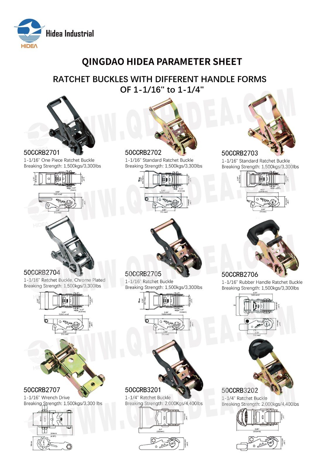HIDEA Heavy-Duty Ratchet Tie-Down Buckles