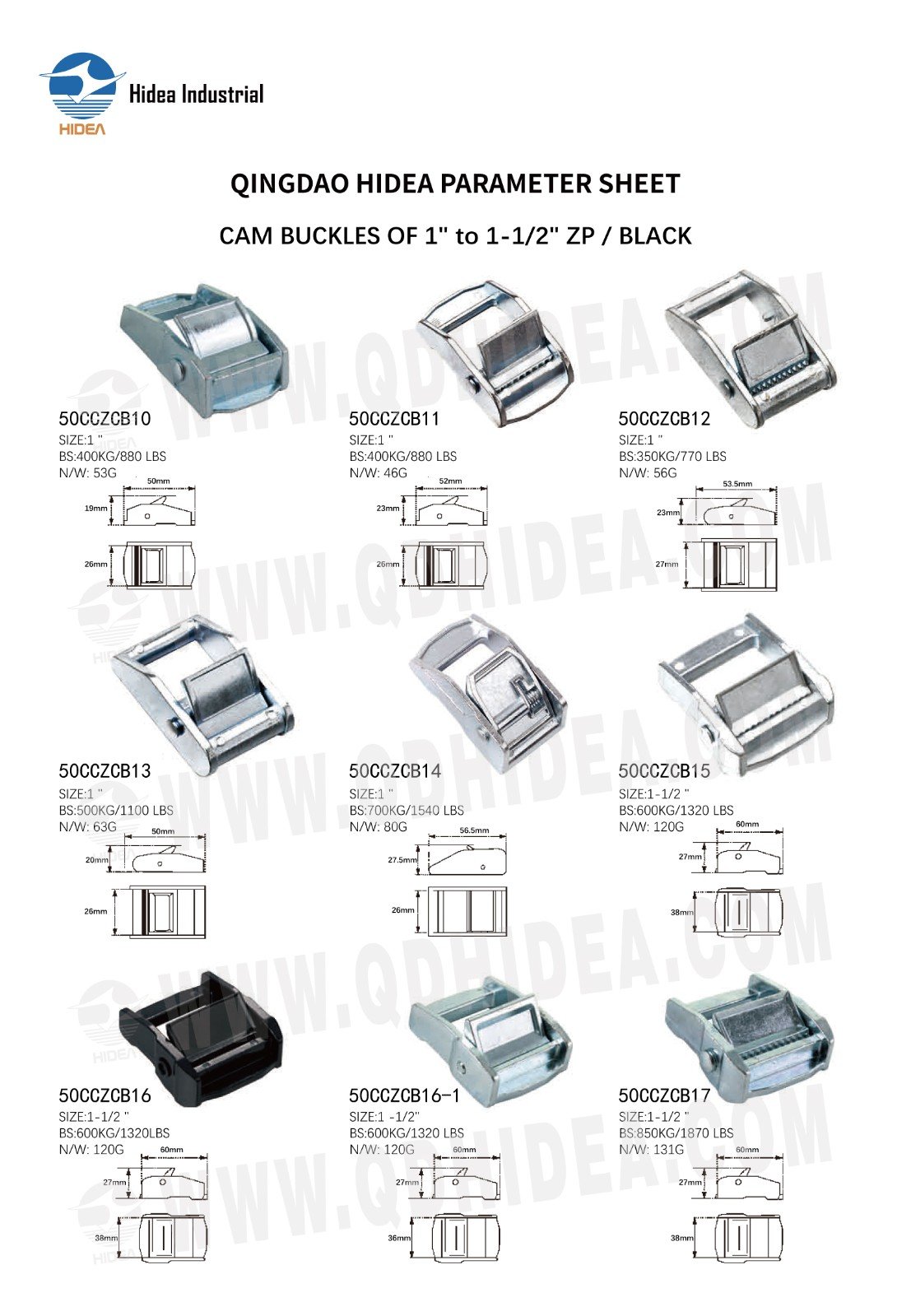 HIDEA Cam Strap Buckles 1-1/2"