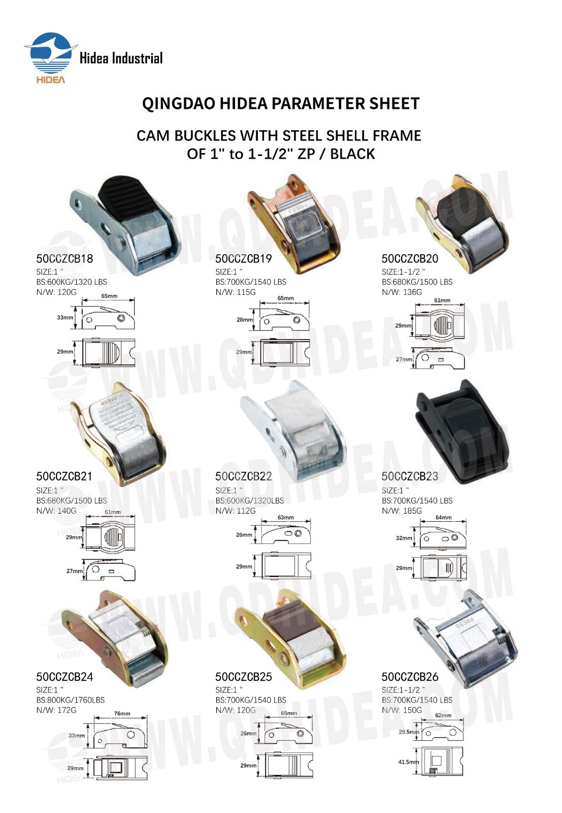 HIDEA Cam Buckles with Steel Shell Frame