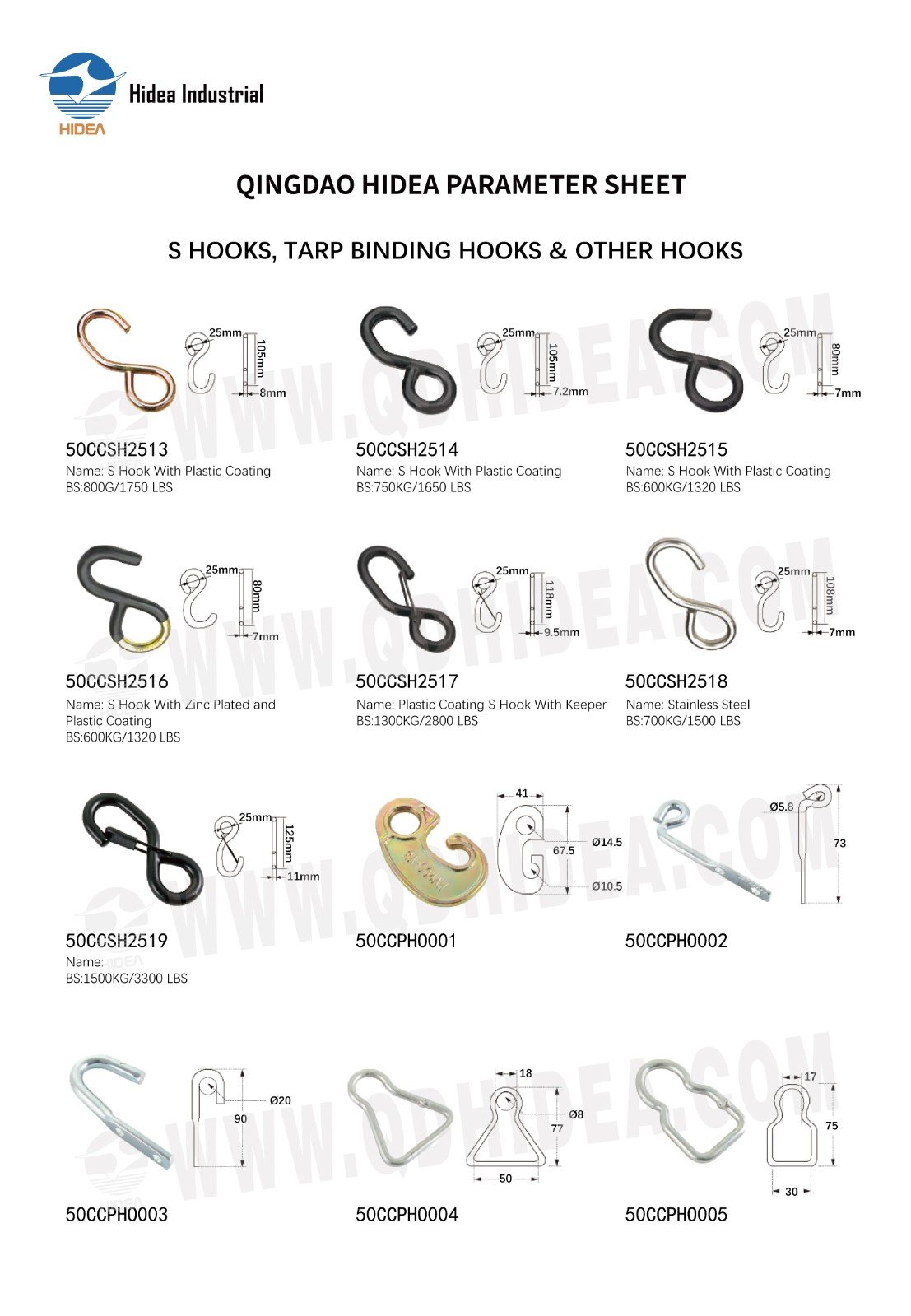 HIDEA S HOOKS, TARP BINDING HOOKS & OTHER HOOKS