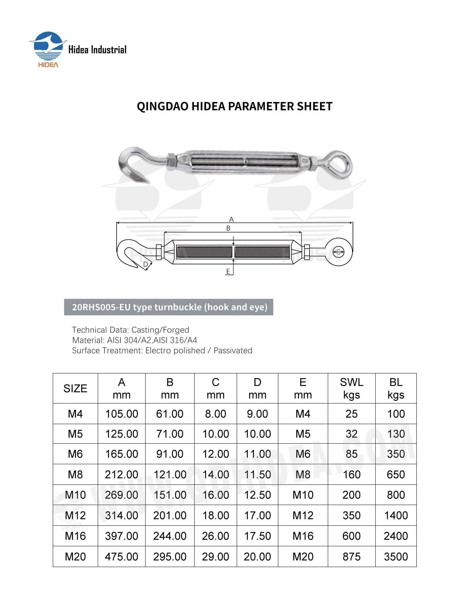 HIDEA Stainless Steel Hook & Eye Tension Screw