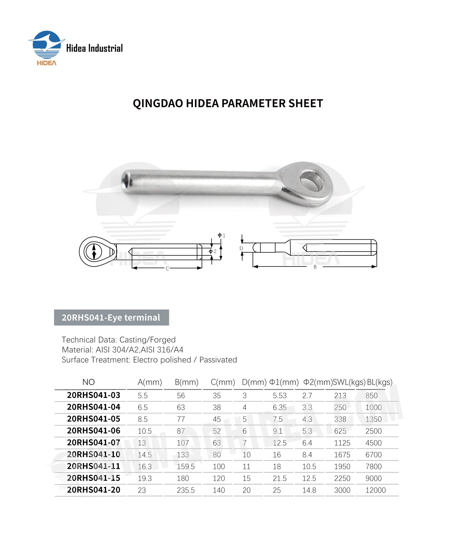 HIDEA Stainless Steel Swage Eye Terminal