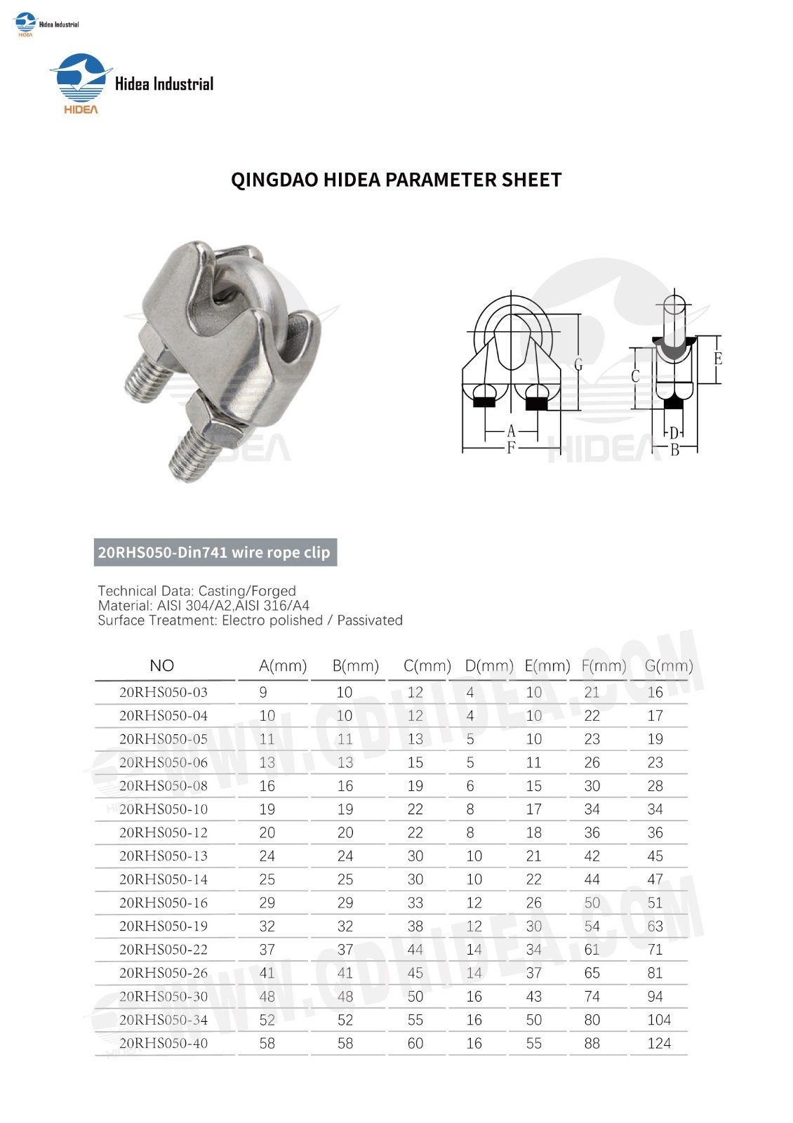 HIDEA DIN 741 Wire Rope Clamp