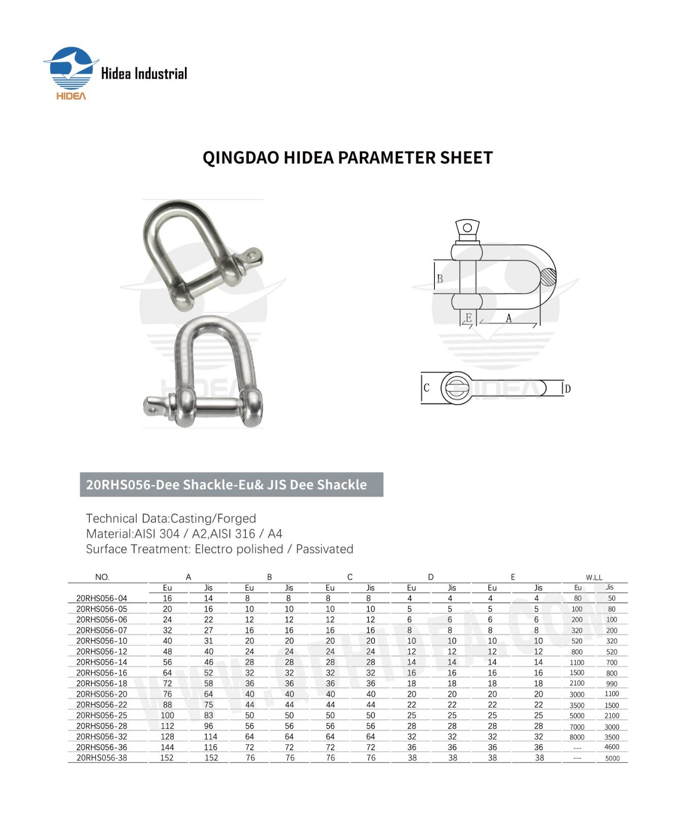 HIDEA Dee Shackle EU type & JIS type
