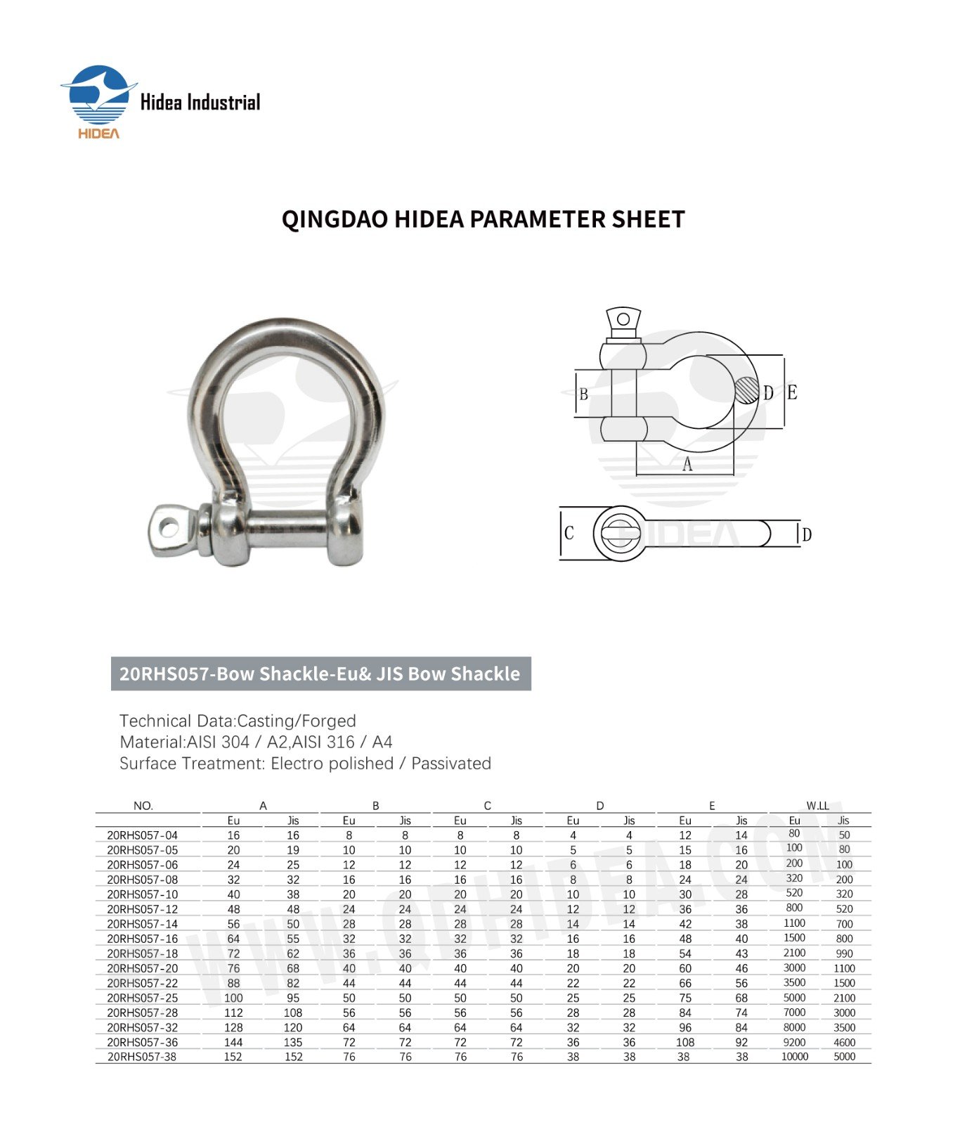 HIDEA Stainless Steel Anchor Bow Shackle