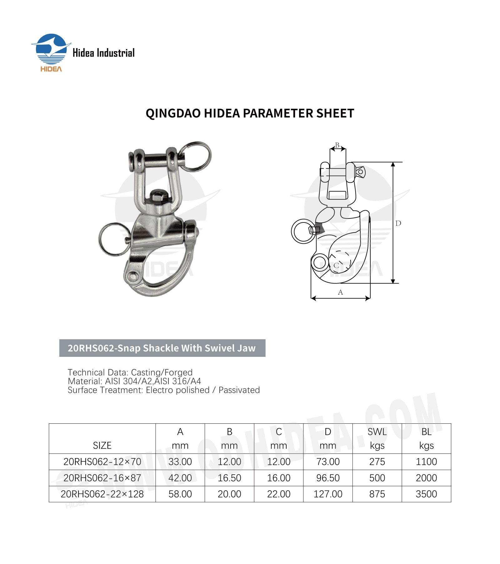 HIDEA Jaw Swivel Snap Shackle