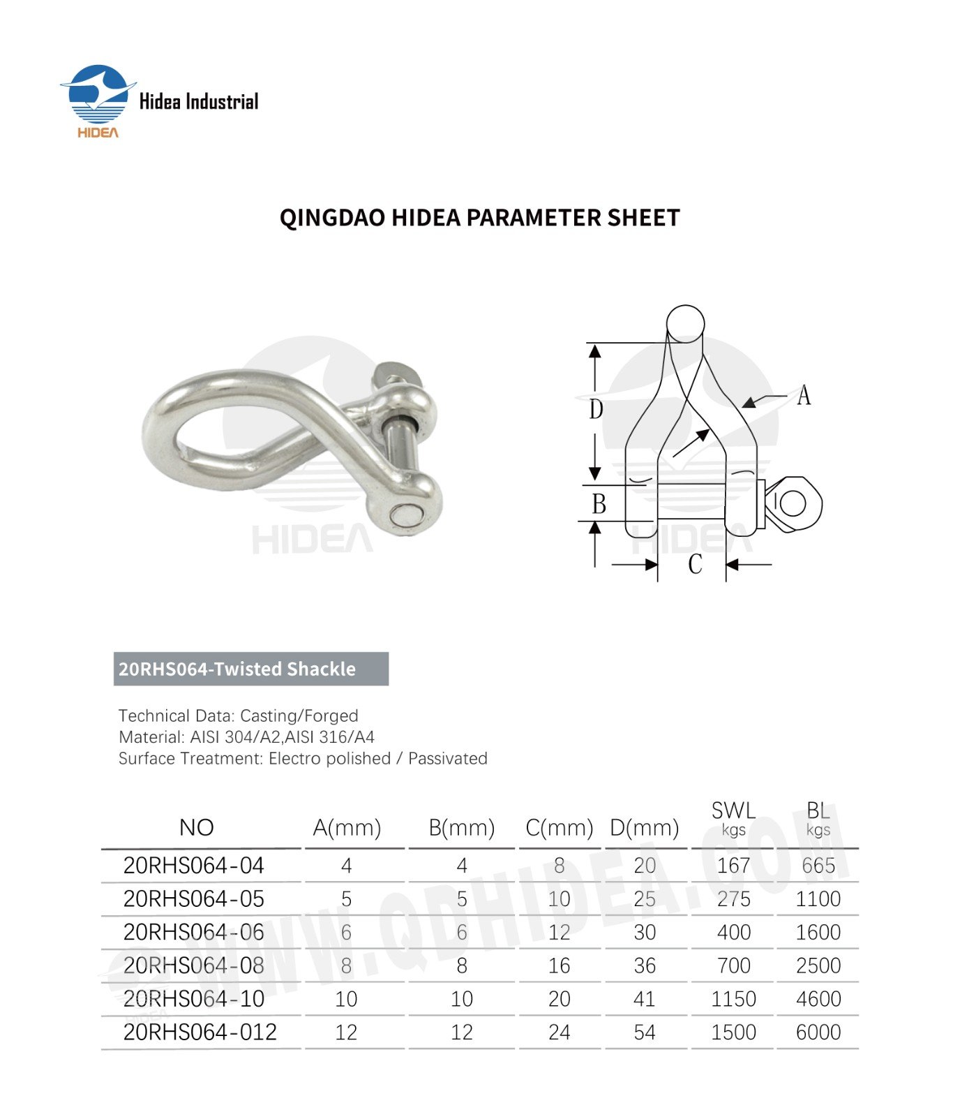 HIDEA Stainless Steel Twisted Spiral Shackle