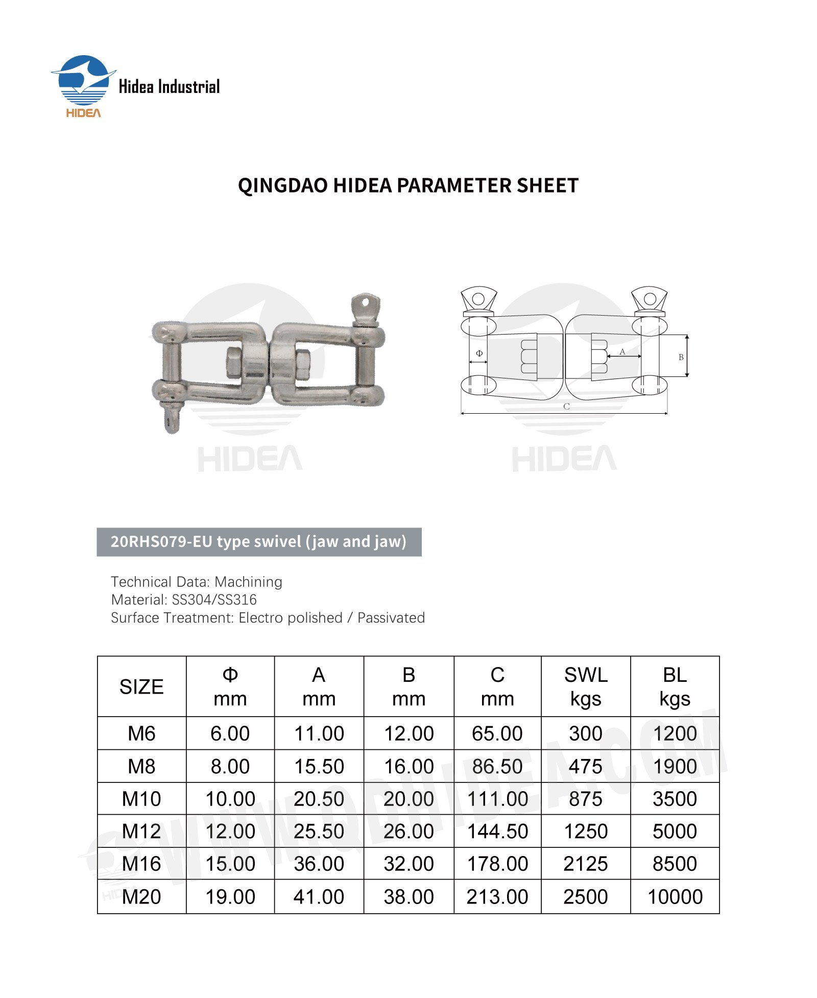 HIDEA Stainless Steel Jaw & Jaw Swivel