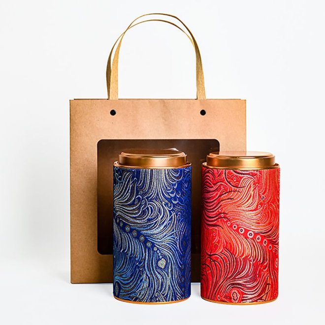 Silk Pattern Paper Tube with Metal Lid