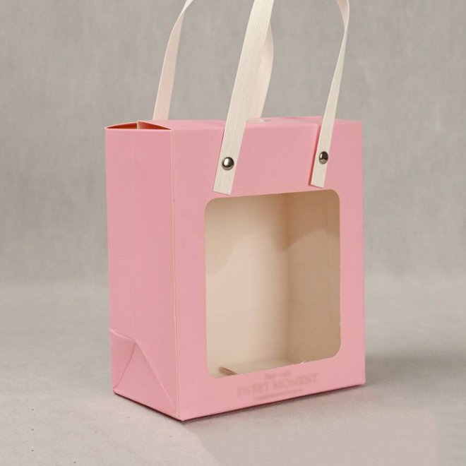 Pink Paper Bag with Clear Window