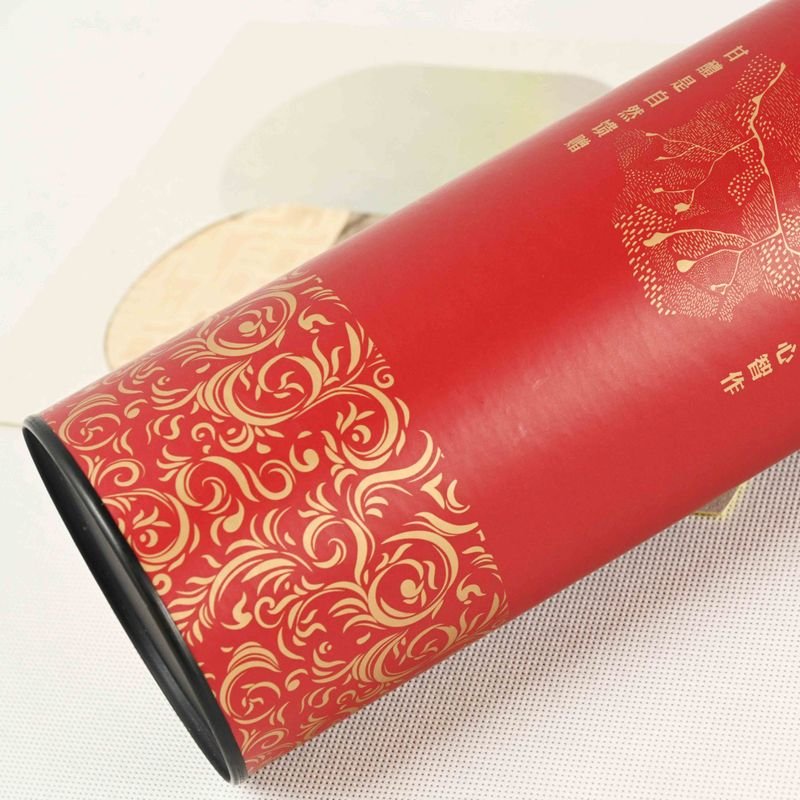 Custom printed paper canister with plastic lid for liquor packaging