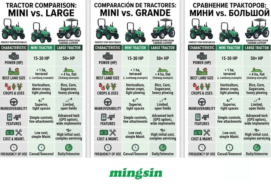 Minitractor Mingsin vs Tractor Compacto (Serie MS vs MXY) – ¿Cuál es el Adecuado para Tu Finca?