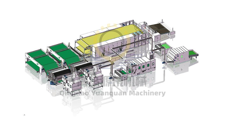 La línea de producción de guata rígida termoadherida permite una producción eficiente de telas no tejidas.