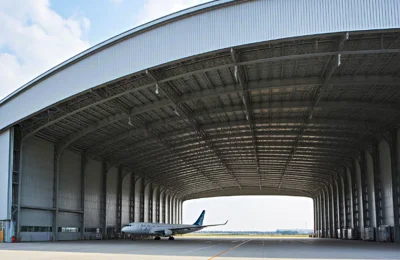 Steel structure aircraft hangar