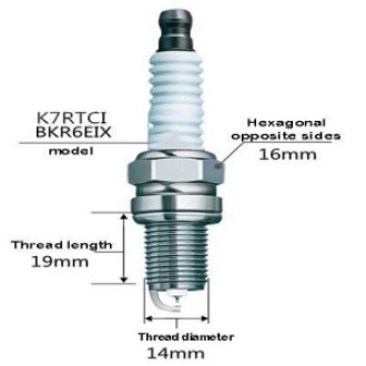Spark plug Leader-K7RTCI / BKR6EIX (6001) / 7601 (needle/side gold)