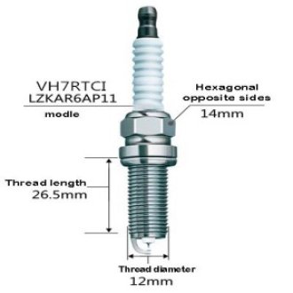 Spark plug Leader-VH7RTCI / LZKAR6A-11 (6014) / 7616 (needle/side gold) Nissan series