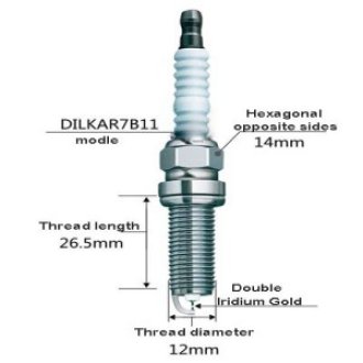 Spark plug Leader-DILKAR7B11 (6028)/7616 (needle pin/side gold) Toyota series