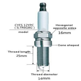 Spark plug Leader-CYFS 12YPC / ILTR6G8G (6051) / 7629 (needle/side gold) Ford series