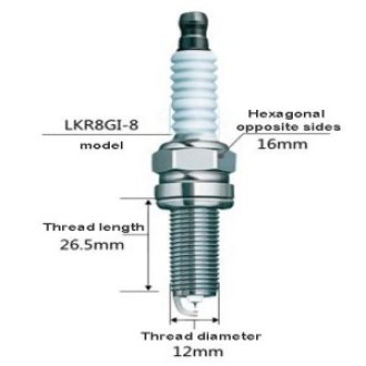 Spark plug Leader-LKR8GI-8 (6068)/side gold 7625/7672 needle to needle