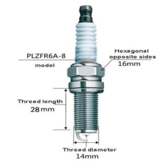 Spark plug Leader-PLZFR6A-8 (6074)/7604 needle to needle