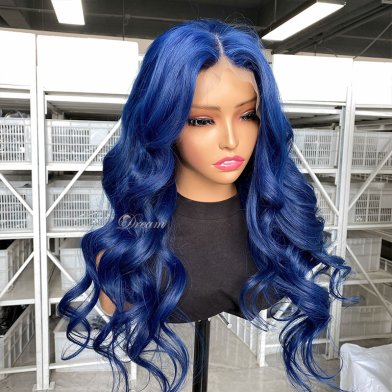 24in Blue BW 13x6 Transparent Lace Frontal Wig 