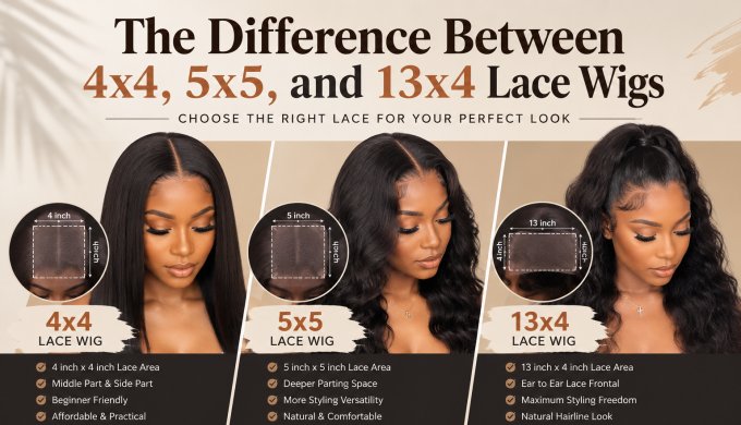 The Difference Between 4x4, 5x5, and 13x4 Lace Wigs