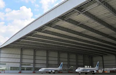 Steel structure aircraft hangar