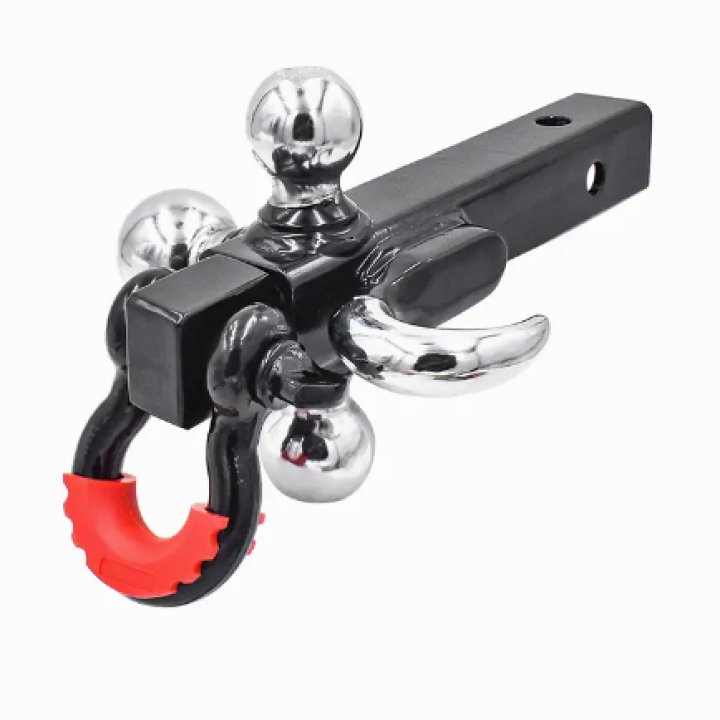 Hitch Tri-ball Mount with  360° Swivel Tow Shackle and Hook, fits for 2-inch Hitch Receiver