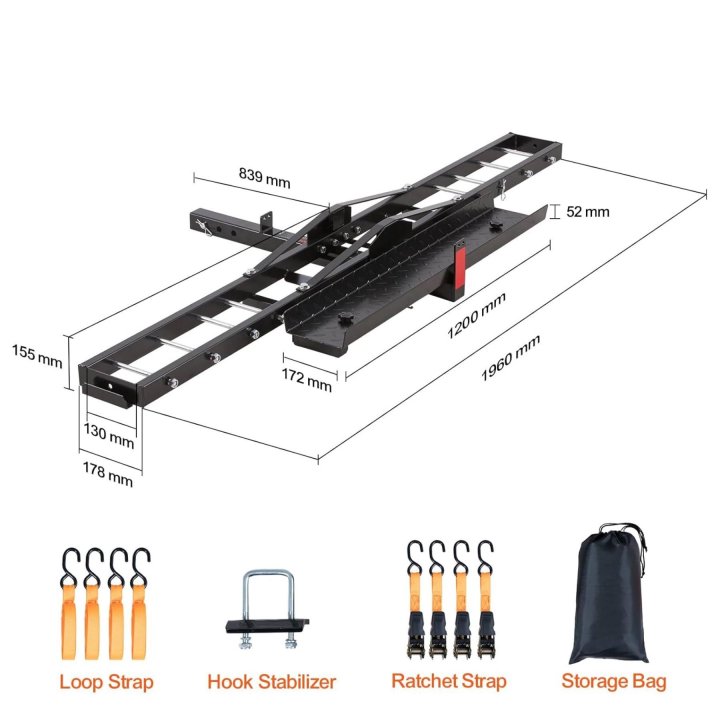 600 LBS Steel Motorcycle Carrier Hitch Mount with 47" Longer Ramp