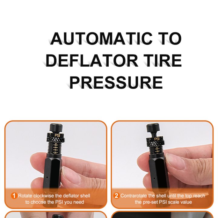 10-30 PSI Adjustable Tire Deflator Kit (4-Pack) – Professional Automatic Air-Down Tool for Off-Roading, Jeeps, and Trucks