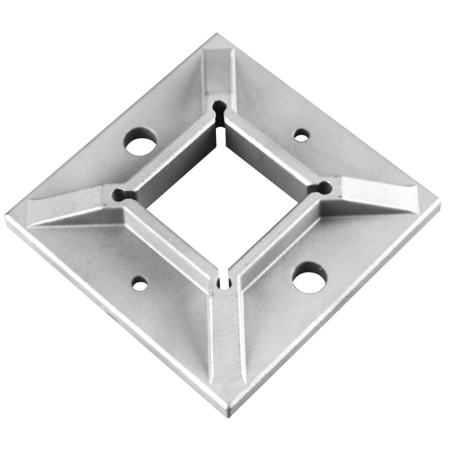 Durable square base flange for railing installation