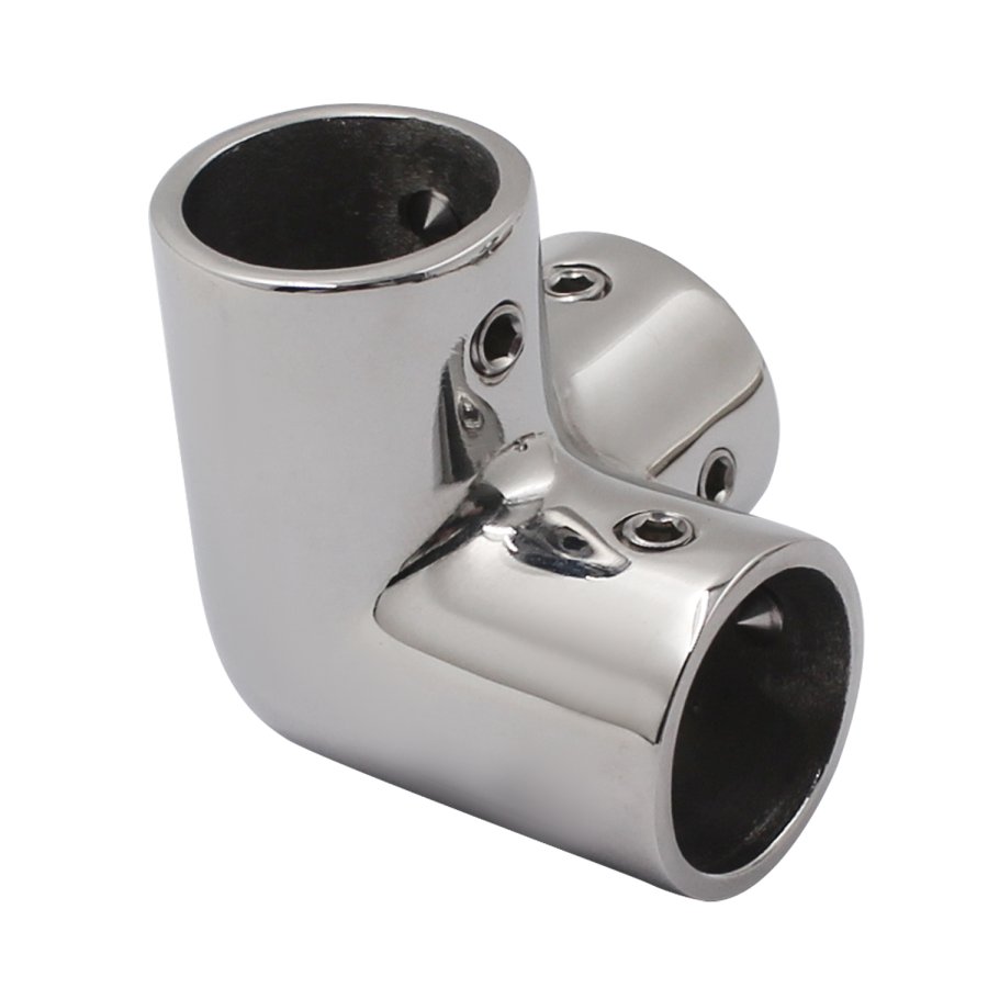 Secure stainless steel 90° tube connector joint